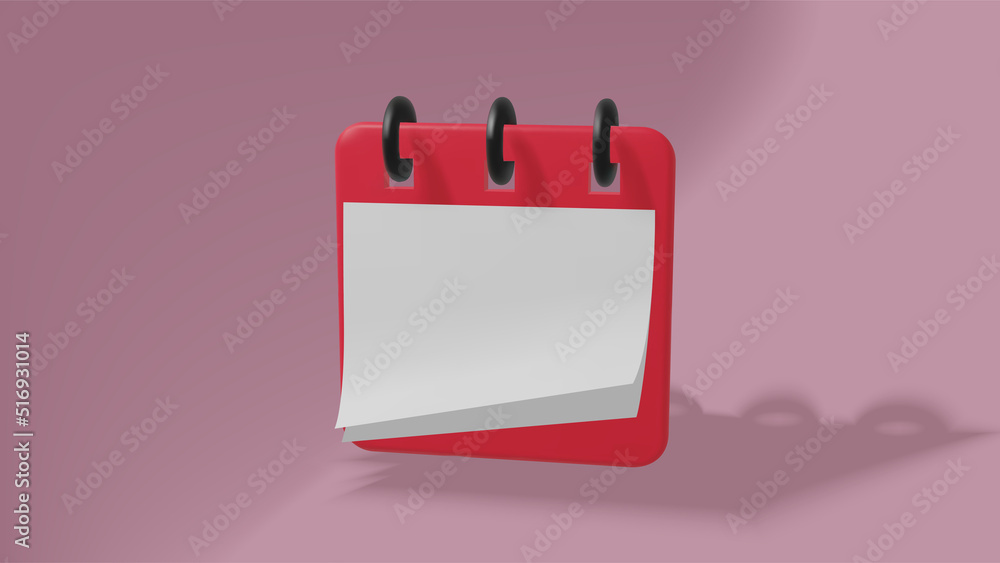Vector 3d render calendar with place for your text. Red floating organizer with rings, planning concept illustration. Vector 3d render calendar with place for your text. Red floating organizer with rings, planning concept illustration.