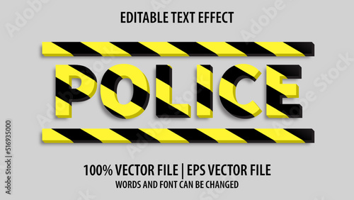 Editable text effect modern 3d POLICE and minimal font style