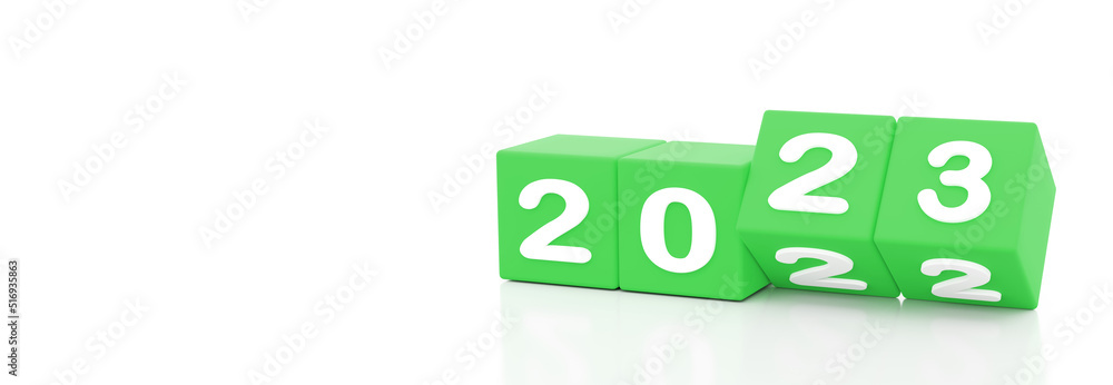 2023 new year green cube with 2023 on white background copy space for text 2023 new year green cube with 2023 on white background copy space for text