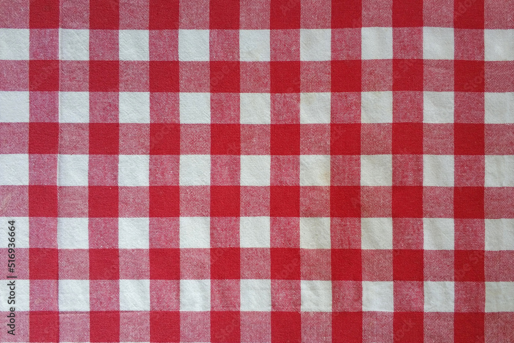 Red and white classic checkered tablecloth texture Red and white classic checkered tablecloth texture