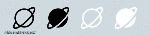 Planet icon set in black and white colors. Asteroid signs  vector illustration.