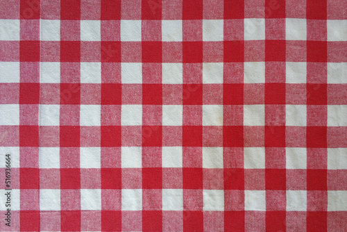 Red and white classic checkered tablecloth texture