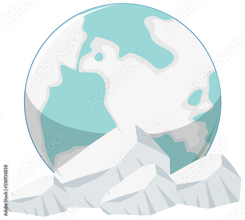Earth and ice icon on white background photo