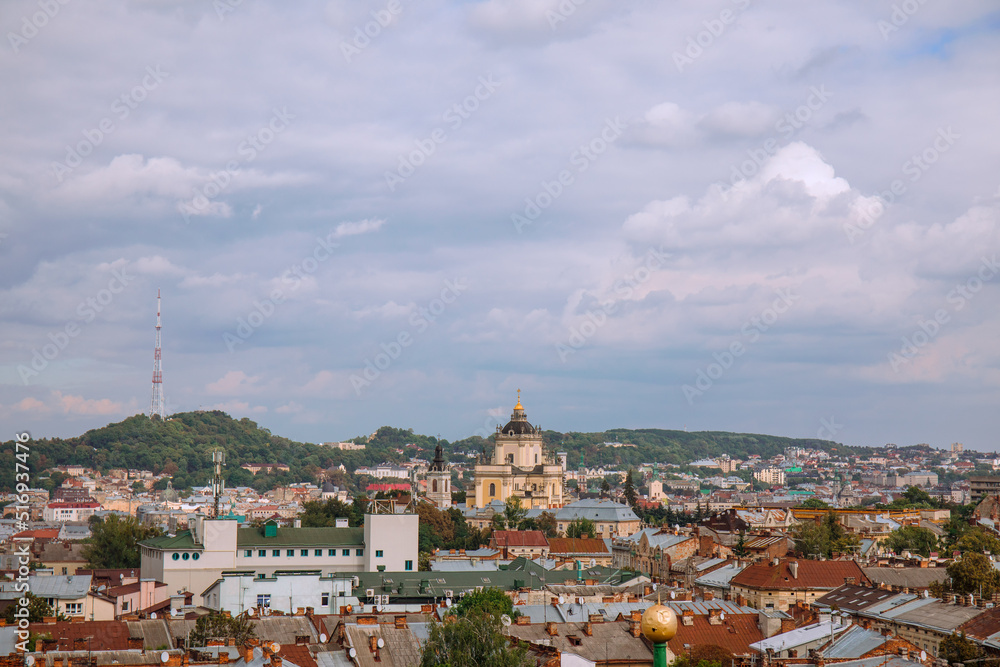 View of the rooftops of Lviv, Ukraine 