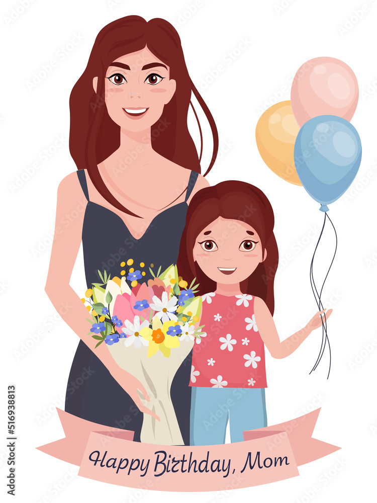 Happy birthday mom. Birthday greeting card design template. vector illustration. Happy birthday mom. Birthday greeting card design template. vector illustration.