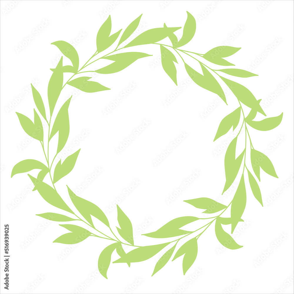 Vector frame wreath of succulent green leaves