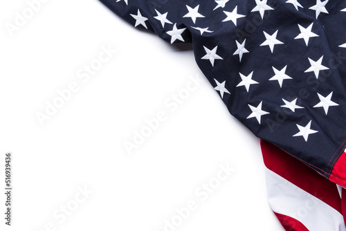 The flag of the United States of America isolated on white background