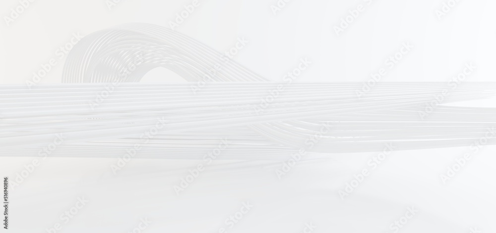 Luxury white abstract architectural minimalistic background. Contemporary showroom. Modern exhibition stand. Empty gallery. Backlight. Polygonal Graphic Design. 3D illustration and rendering.