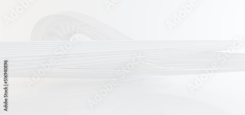 Obraz na płótnie Luxury white abstract architectural minimalistic background. Contemporary showroom. Modern exhibition stand. Empty gallery. Backlight. Polygonal Graphic Design. 3D illustration and rendering. w salonie