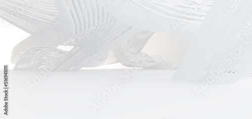 Obraz na płótnie Luxury white abstract architectural minimalistic background. Contemporary showroom. Modern exhibition stand. Empty gallery. Backlight. Polygonal Graphic Design. 3D illustration and rendering. w salonie