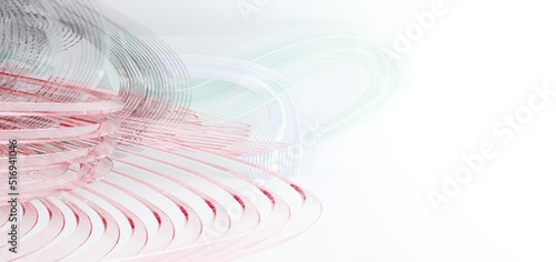 Luxury parametric abstract architectural minimalistic background. Contemporary showroom. Modern colored glass exhibition tunnel. Empty gallery. Backlight. 3D illustration and rendering.