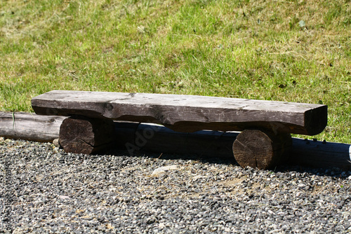 A simple wooden bench. photo