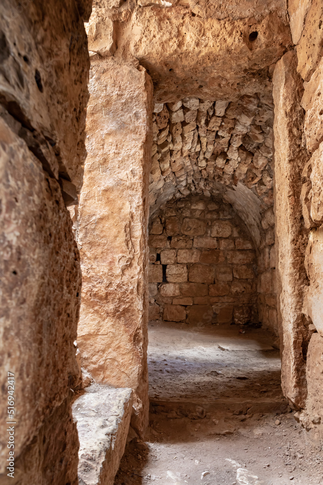 The well-preserved  remains of the Yehiam Crusader fortress at Kibbutz Yehiam, in Galilee, northern Israel