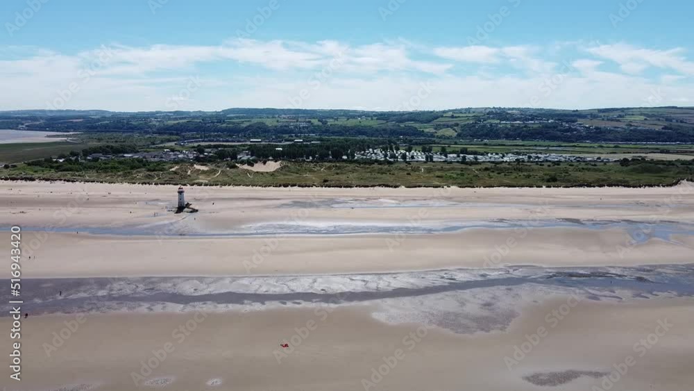 Beach in sunny day small, Talacre in Wales, view lighthouse. Beach in sunny day small, Talacre in Wales, view lighthouse.