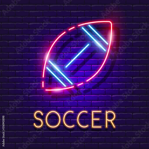 American football ball neon icon. Vector illustration for design