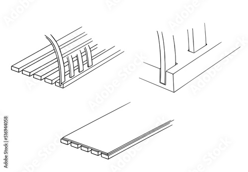 Assembly technical drawing. Furniture assembling vector illustration.
