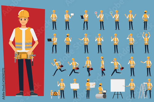 Technician and builders and engineers and mechanics set ,Vector illustration cartoon character.