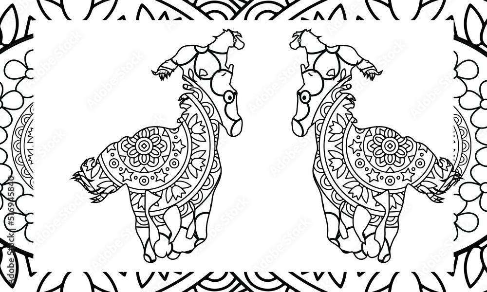 Animal coloring pages for Adults. hand drawing coloring book and page