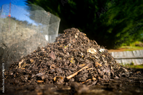Compost pile, organic thermophilic compost turning in Tasmania Australia 