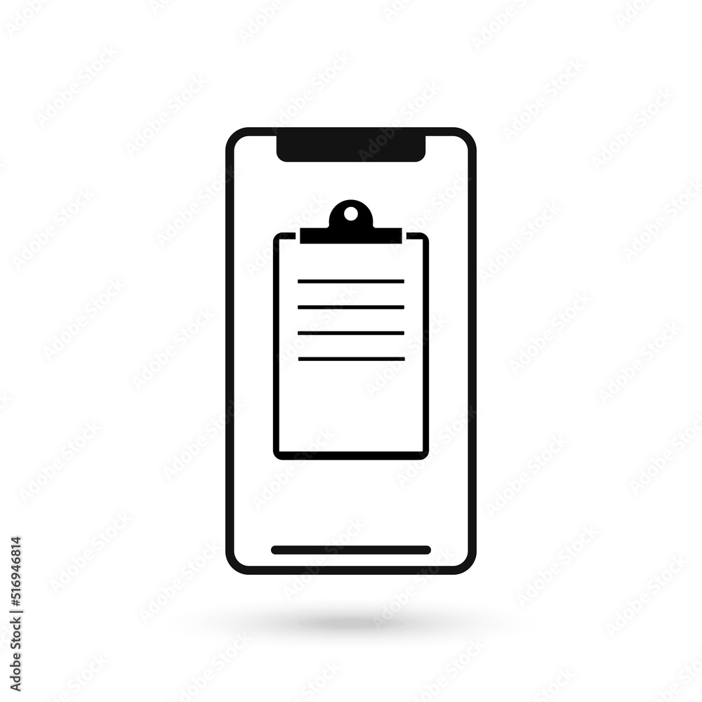 Mobile phone flat design with clipboard icon. Mobile phone flat design with clipboard icon.