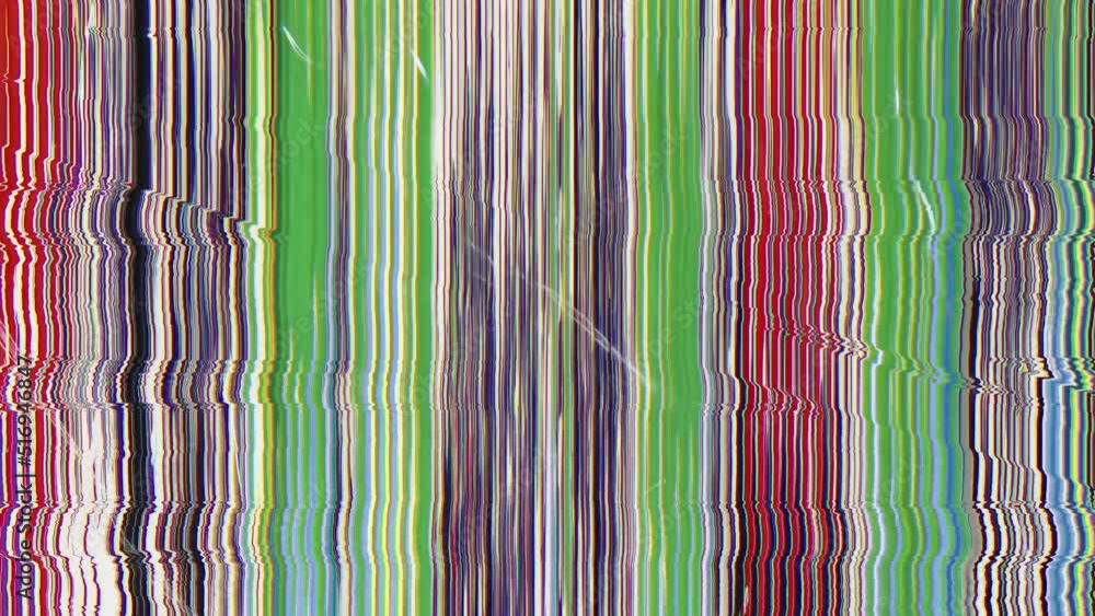 Glitch art. Color static noise. Artifacts transition overlay. Red purple green fuzzy stripe texture VHS distortion abstract background. Glitch art. Color static noise. Artifacts transition overlay. Red purple green fuzzy stripe texture VHS distortion abstract background.
