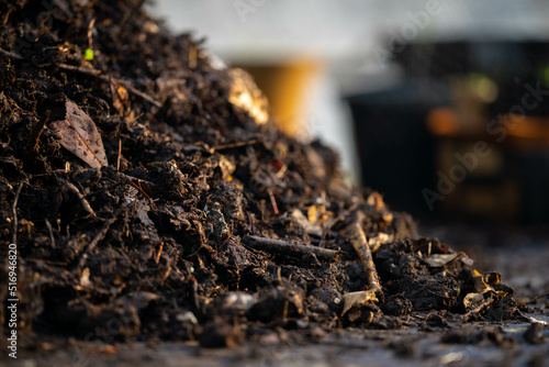 Compost pile, organic thermophilic compost turning in Tasmania Australia 
 photo