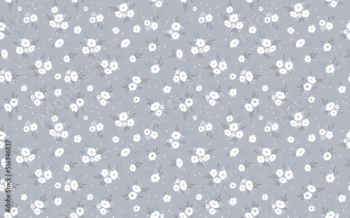 Seamless floral pattern based on traditional folk art ornaments. Colorful flowers on color background. Scandinavian style. Sweden nordic style. Vector illustration. Simple minimalistic pattern