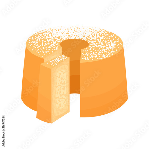 Chiffon cake icon vector. Light and fluffy chiffon cake icon vector isolated on a white background. Delicious sponge cake sliced drawing