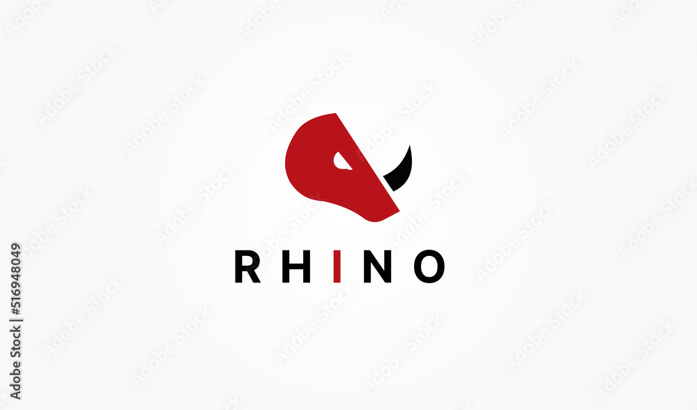 Abstract Rhinoceros Logo. Red and Black isolated on White Background. Flat Vector Logo Design Template Element. Abstract Rhinoceros Logo. Red and Black isolated on White Background. Flat Vector Logo Design Template Element.