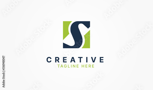 Abstract Initial Letter S Logo. Blue And Yellow Isolated on White Background. Usable for Business and Branding Logos. Flat Vector Logo Design Template Element.