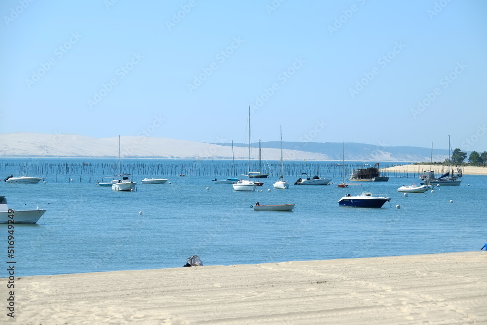 A view of the Arcachon bay. The 7th july 2022, Cap Ferret, France.
