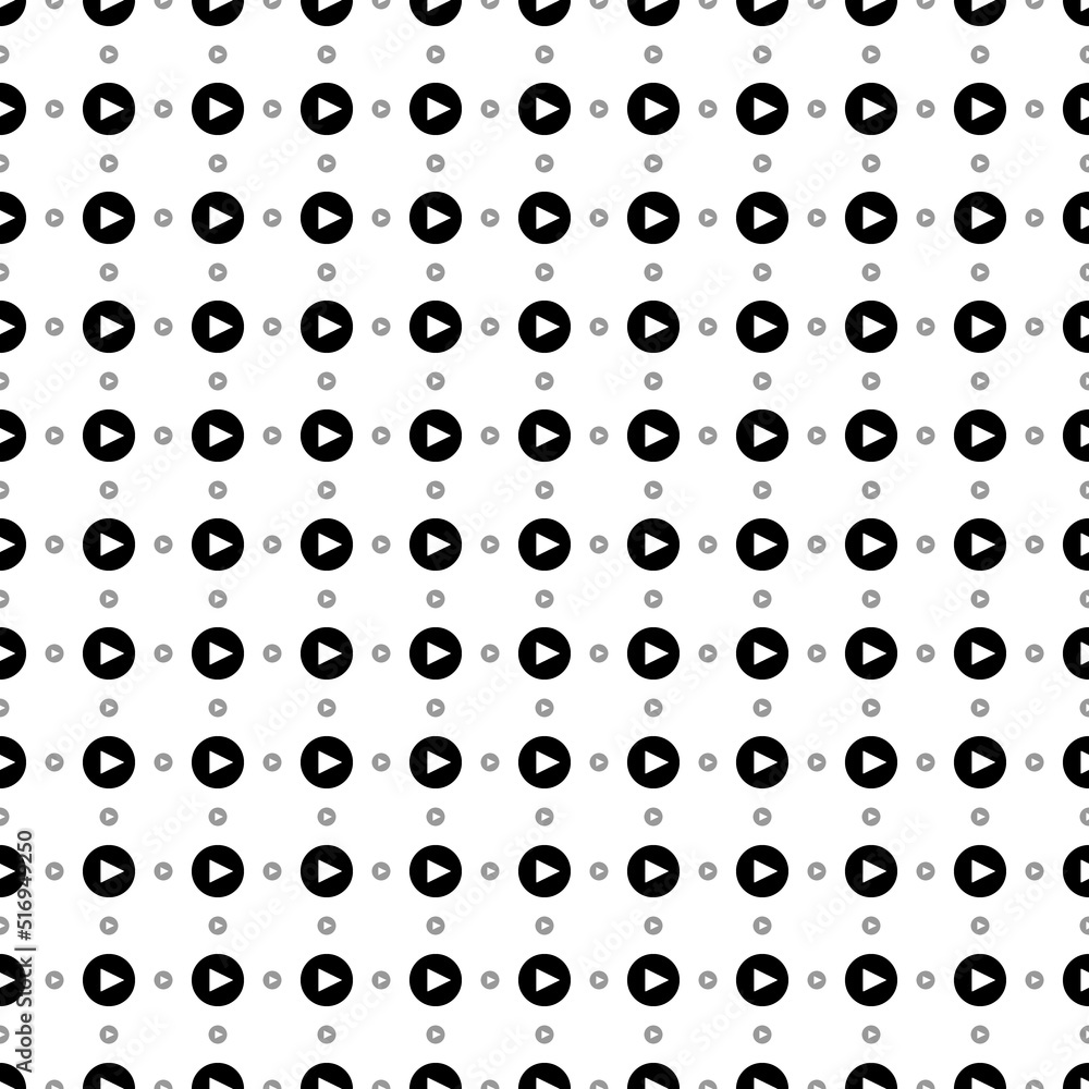 Square seamless background pattern from geometric shapes are different sizes and opacity. The pattern is evenly filled with big black play symbols. Vector illustration on white background Square seamless background pattern from geometric shapes are different sizes and opacity. The pattern is evenly filled with big black play symbols. Vector illustration on white background