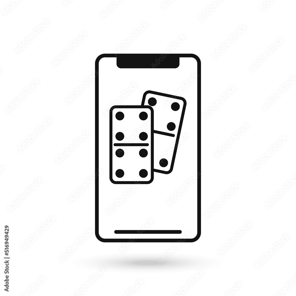 Mobile phone flat design with domino dice icon. Mobile phone flat design with domino dice icon.