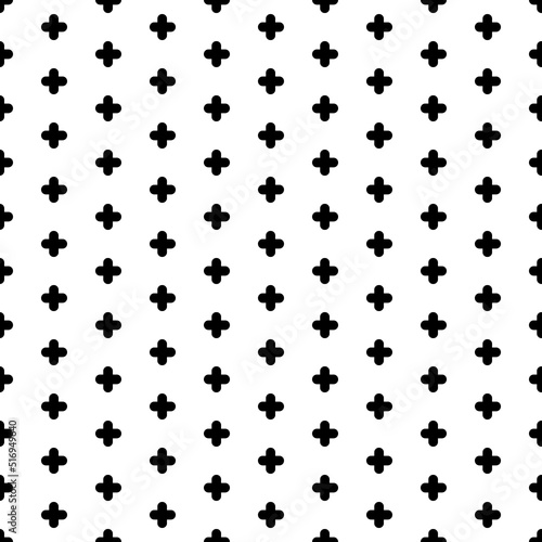 Square seamless background pattern from black quatrefoil symbols. The pattern is evenly filled. Vector illustration on white background