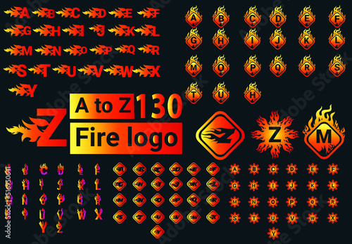 Fire A to Z Letter Logo And Icon Design Bundle