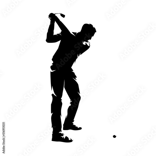 Golf player logo, isolated vector silhouette. Golf swing