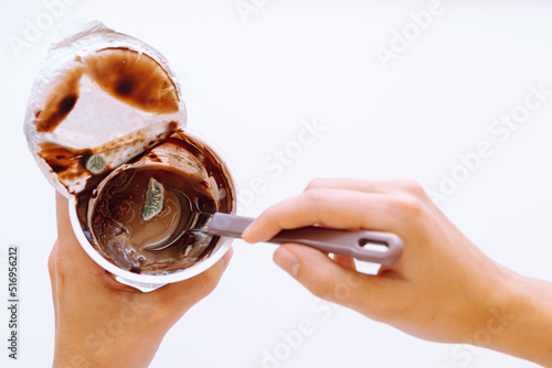 Quadro em tela chocolate mousse or moldy yogurt has expired