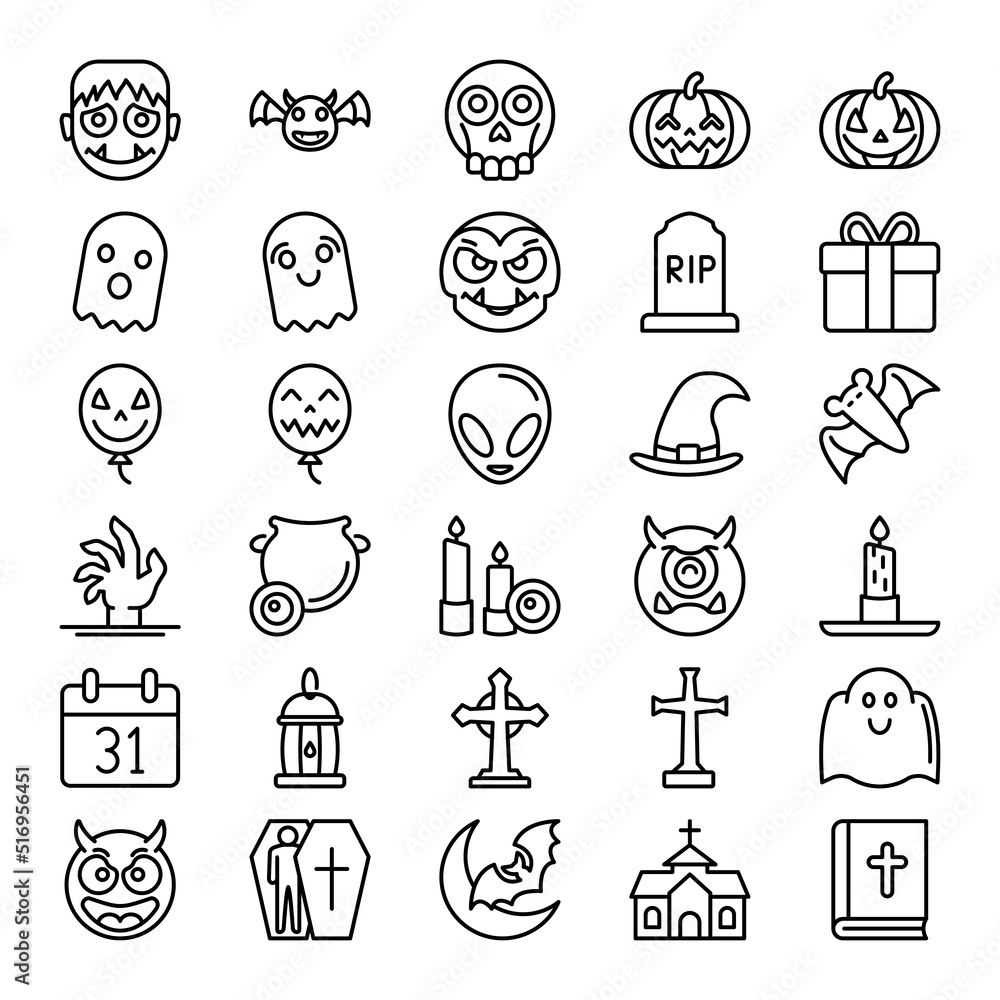 Outline icons for halloween festival. Outline icons for halloween festival.