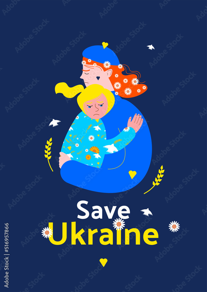 Obraz premium Support Ukraine poster vector in flat style