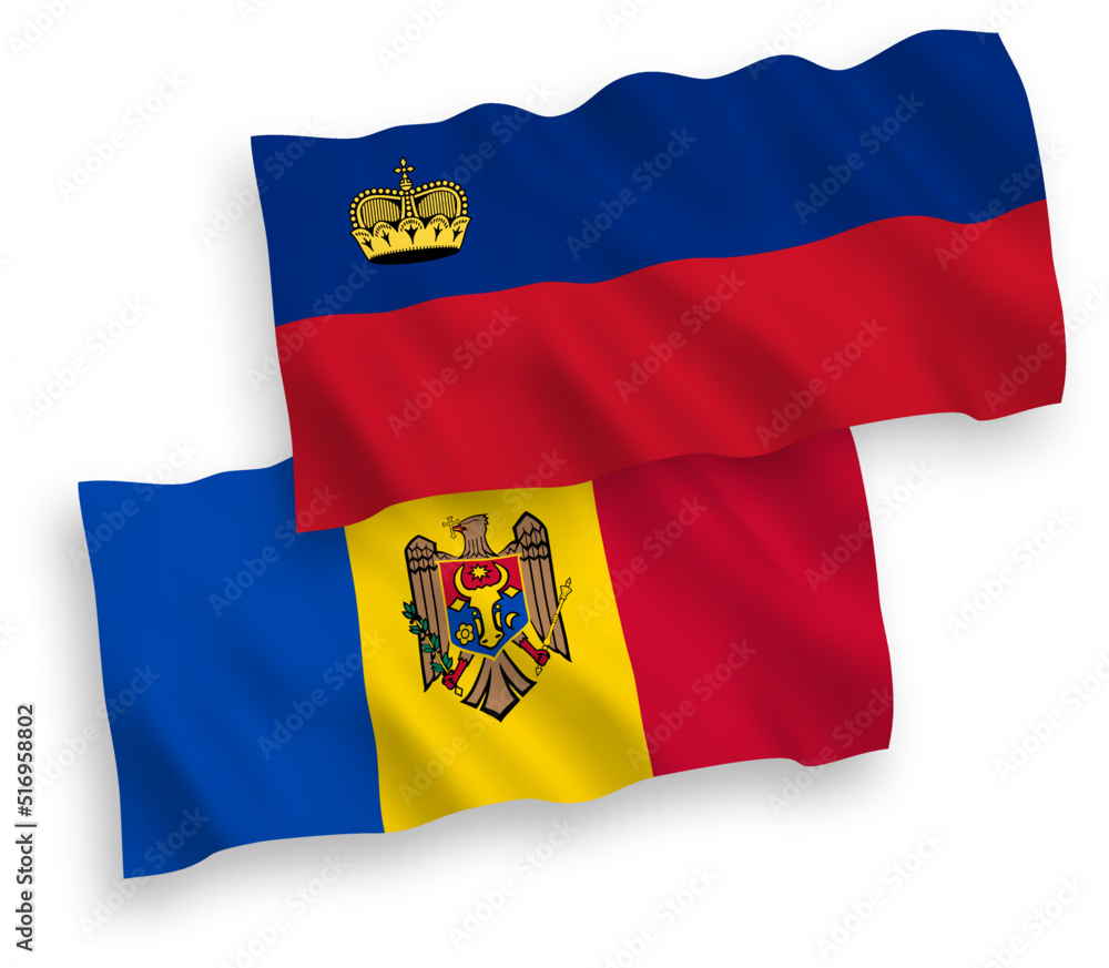 Fototapeta premium Flags of Liechtenstein and Moldova on a white background
