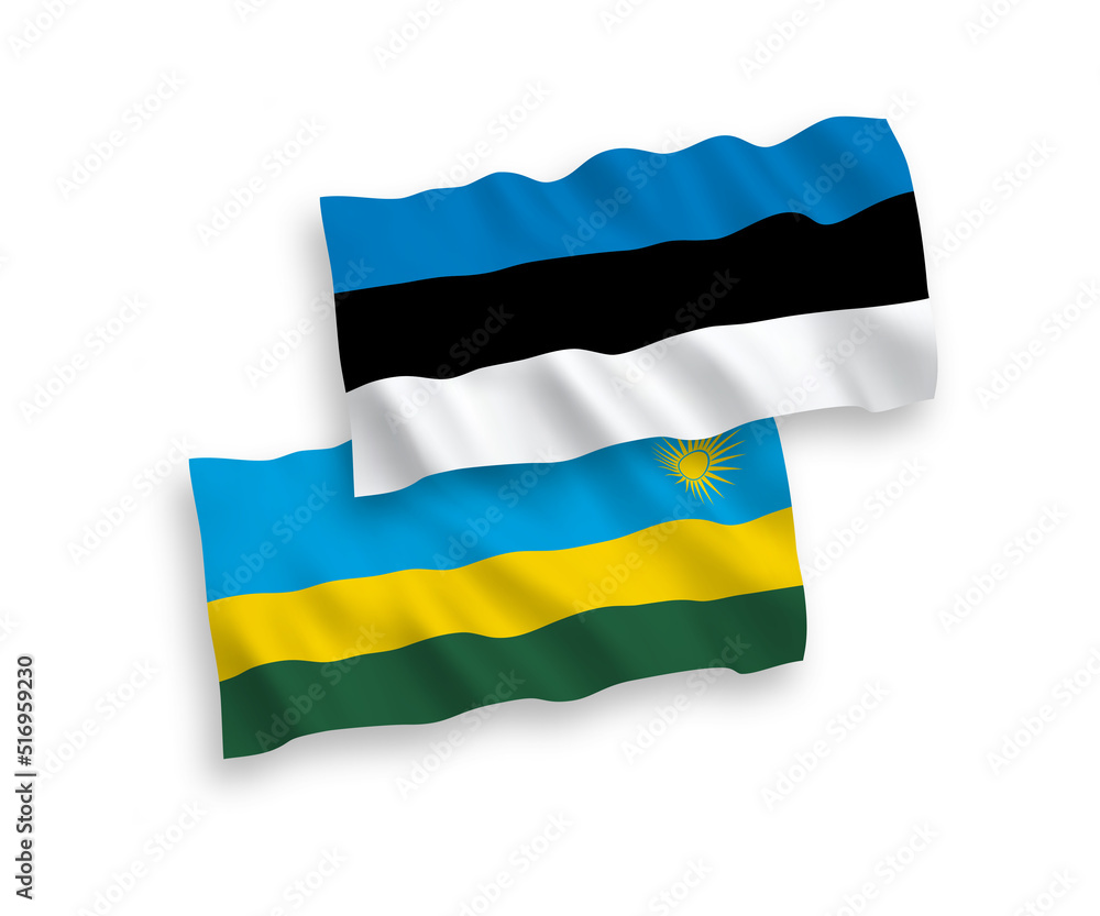 Obraz premium Flags of Republic of Rwanda and Estonia on a white background