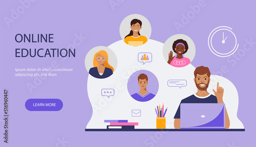 Education students online at home. Online education concept.