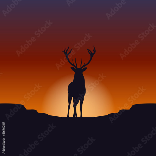 deer silhouette against twilight sky background