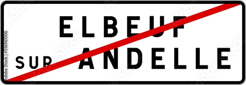 Panneau sortie ville agglomération Elbeuf-sur-Andelle / Town exit sign Elbeuf-sur-Andelle photo