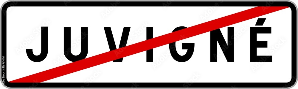 Panneau sortie ville agglomération Juvigné / Town exit sign Juvigné Panneau sortie ville agglomération Juvigné / Town exit sign Juvigné