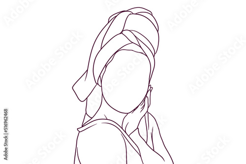 beautiful girl wearing turban hand drawn style vector illustration