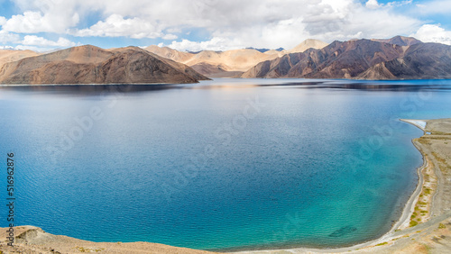 Pangong Lake also known as Pangong Tso is a beautiful endorheic lake situated in the Himalayas and is 134 km long extending from India to China photo