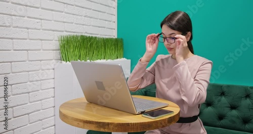 Young business woman has dizzy care