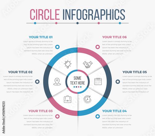 Business Circle Infographics with 06 Steps