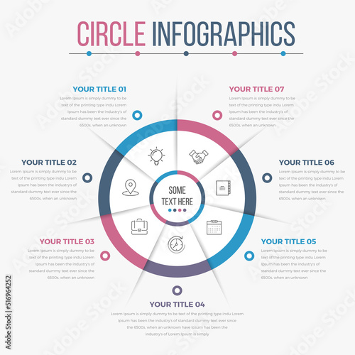Business Circle Infographics with 07 Steps